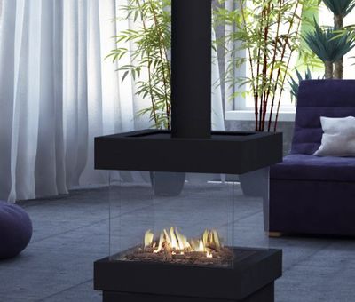 Ortal: Island 70 - Double Glass - DV Freestanding Fireplace - primary view