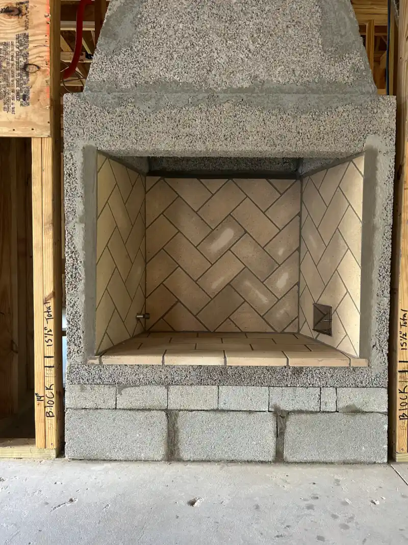 Custom fireplace framing and installation during new home construction