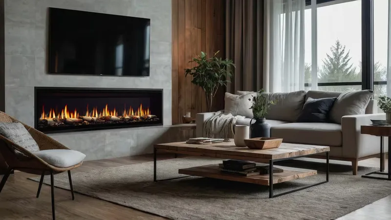 Electric fireplace in a modern living room