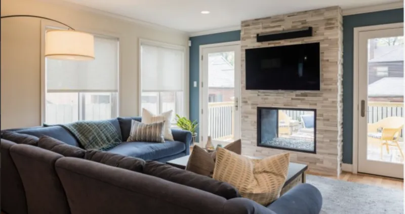 Acucraft see-through gas fireplace Signature series detail