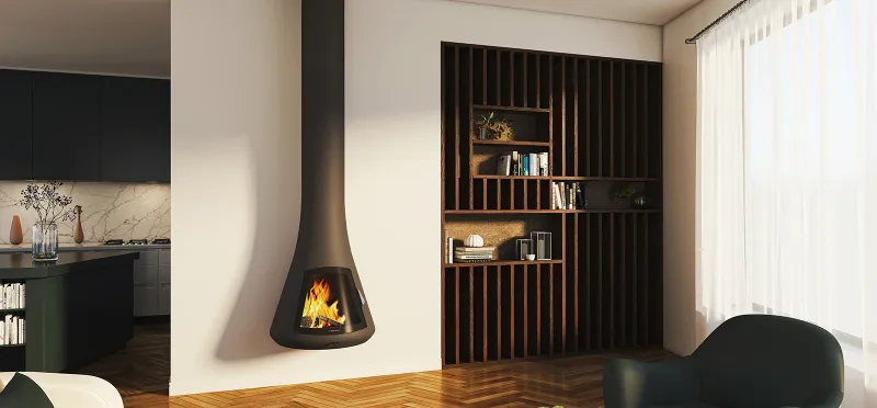 JC Bordelet Calista 917 large glass door with flame view