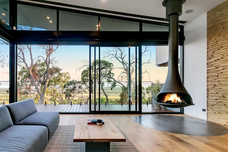 JC Bordelet Tatiana 997 in modern living room with rotating firebox