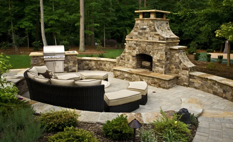 FireRock Outdoor Arched Front Fireplace with domed opening