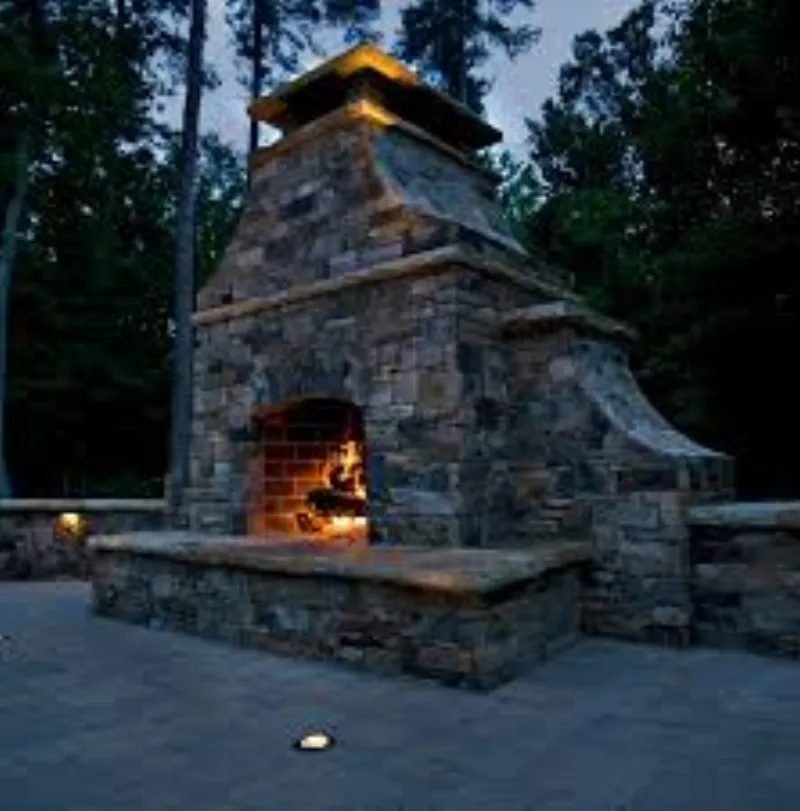 FireRock Outdoor Arched Front Fireplace with vaulted detail