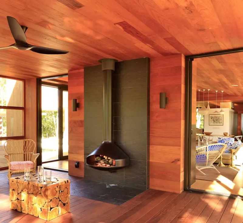 Focus Paxfocus hanging fireplace showing space-saving design