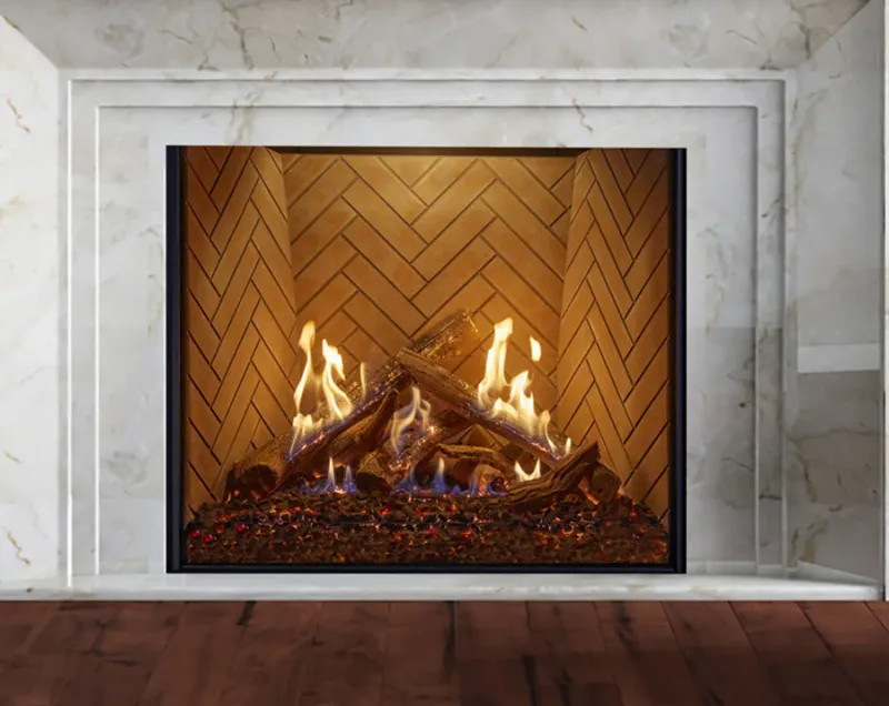 Ortal Wilderness Traditional gas fireplace with ultra-realistic Firelog flames