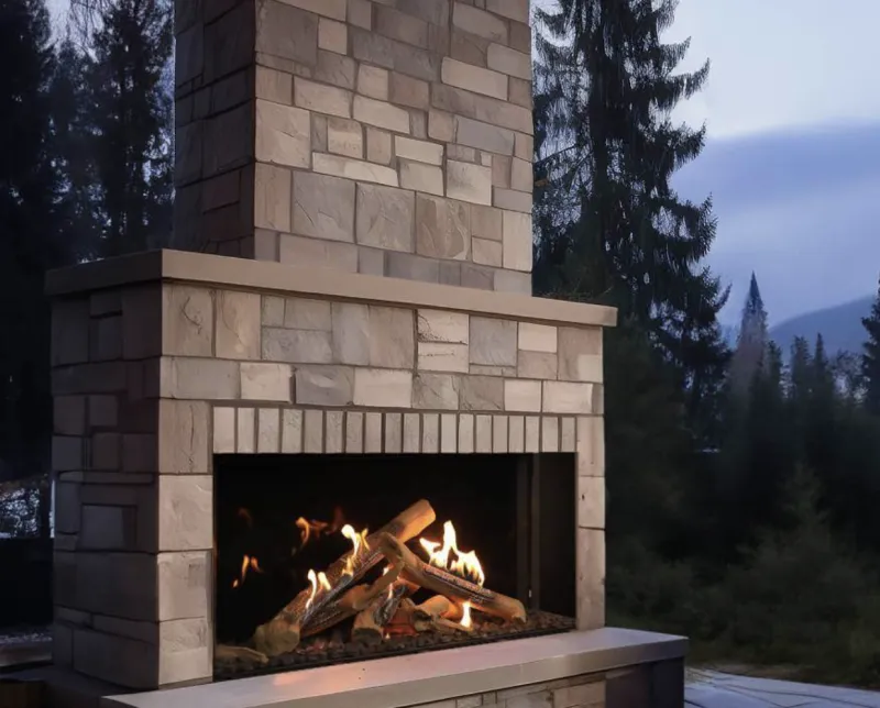 Ortal Wilderness Outdoor Traditional fireplace in patio setting