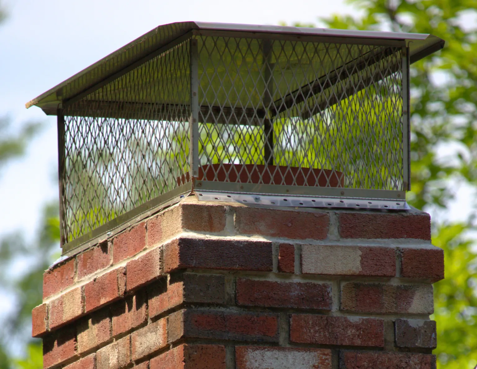 Chimney cap on a residential chimney